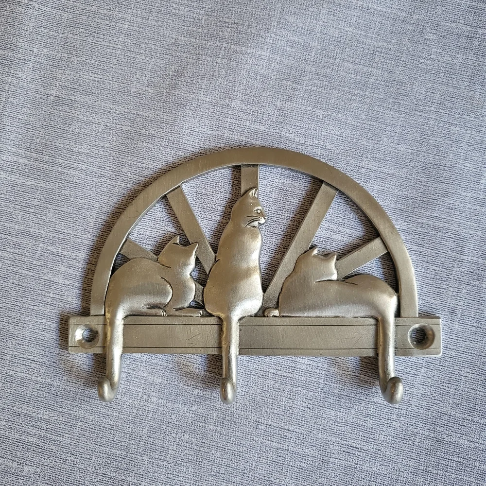 Pewter Silver Cat Wall Hook